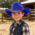 thumbnail image 3 of VOUZZA Kids Cowboy Hat Adjustable Drawstring Sun Protection Wide Brim Western Straw Hat for Halloween, 3 of 4