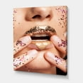 thumbnail image 3 of Designart ' Female With Golden Lips and Glitter On Her Hands ' Modern Canvas Wall Art Print, 3 of 4