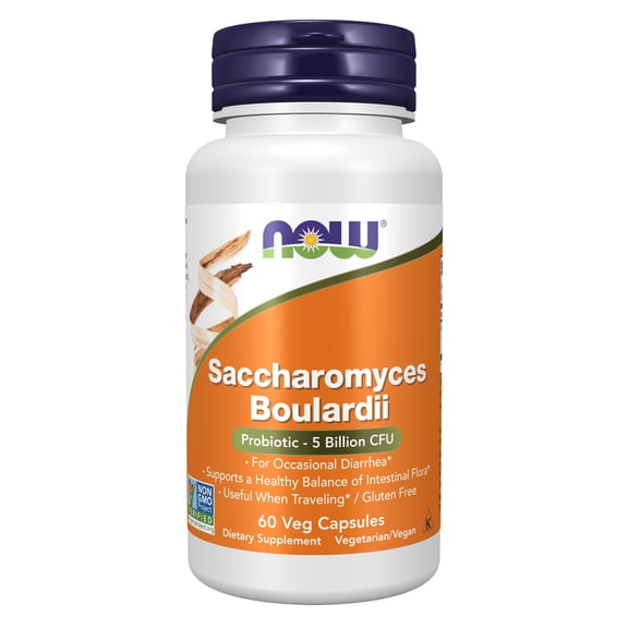 NOW Supplements, Saccharomyces Boulardii, 5 Billion CFU Probiotic, 60 Veg Capsules