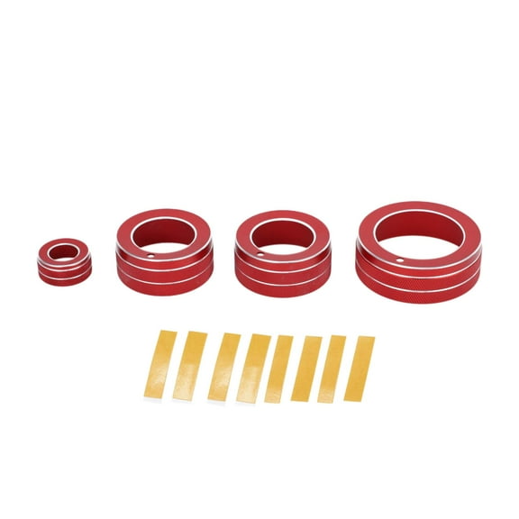 AC Media Volume Control Switch Knob Cover Interior Trim for Mini Cooper 14-22 Aluminum Alloy Red 4 Pcs