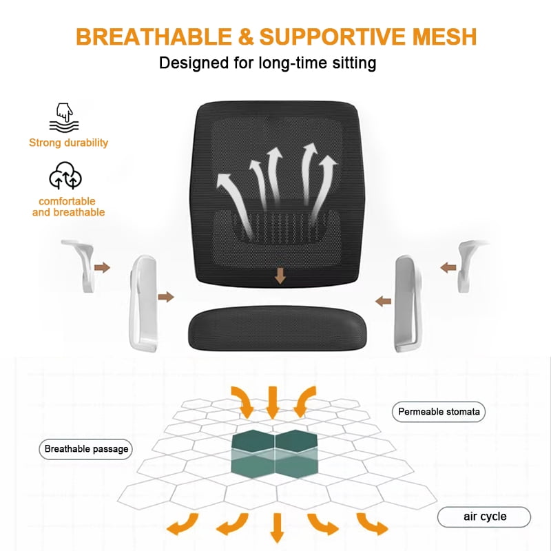 WXJHL Home Office Chair Ergonomic Desk Chair Breathable Mesh Chair High Back Desk Chair with Adjustable Height,Swivel Chair with Flip-Up Arms and Lumbar Support