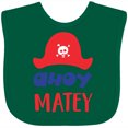 thumbnail image 3 of Inktastic Ahoy Matey, Pirate Hat, Skull and Bones, Pirates Boys or Girls Baby Bib, 3 of 4