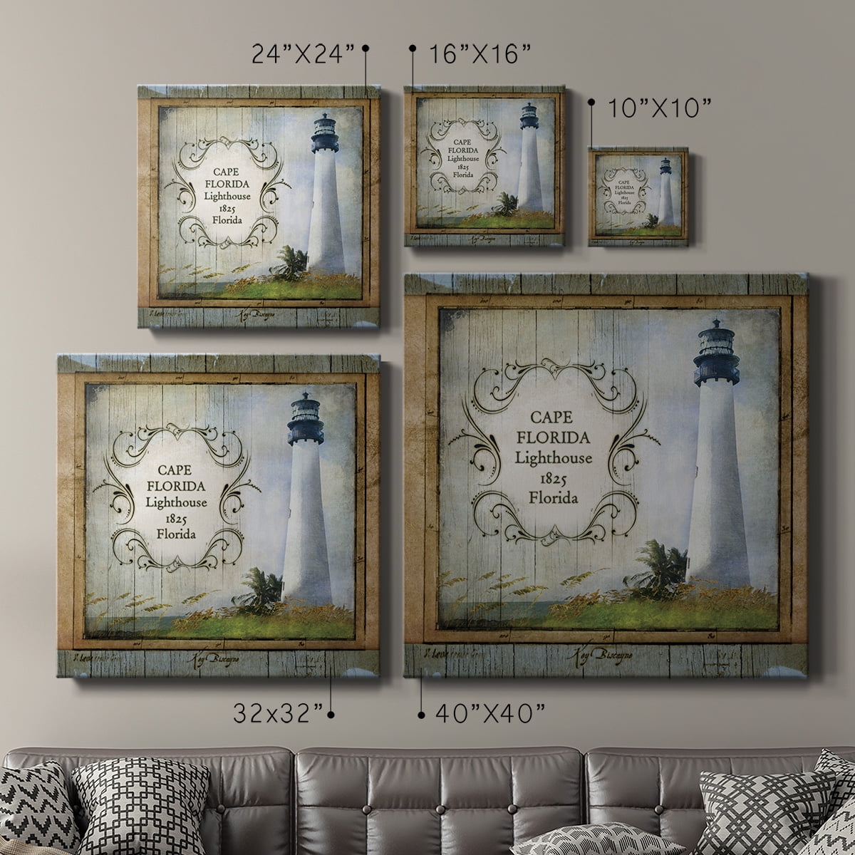 Wexford Home Florida Lighthouse III-Premium Gallery Wrapped Canvas, 16" x 16" - Ready to Hang