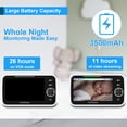 thumbnail image 3 of HelloBaby Monitor para bebés de 5 pulgadas con batería de 26 horas, 2 cámaras con zoom panorámico, inclinación y zoom, monitor para bebés con audio y video de alcance de 1000 pies, sin WiFi, VOX, visi, 3 of 5
