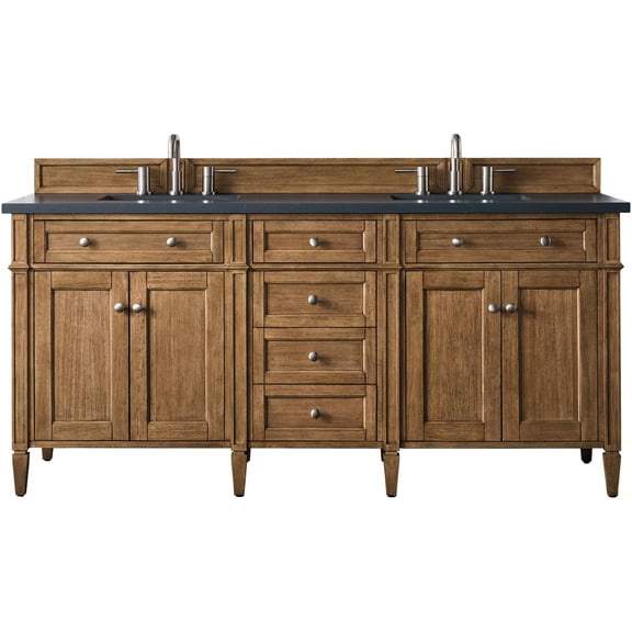 James Martin Vanities 650-V72-SBR-3CSP Brittany 72" Double Basin Poplar Wood Vanity Set -