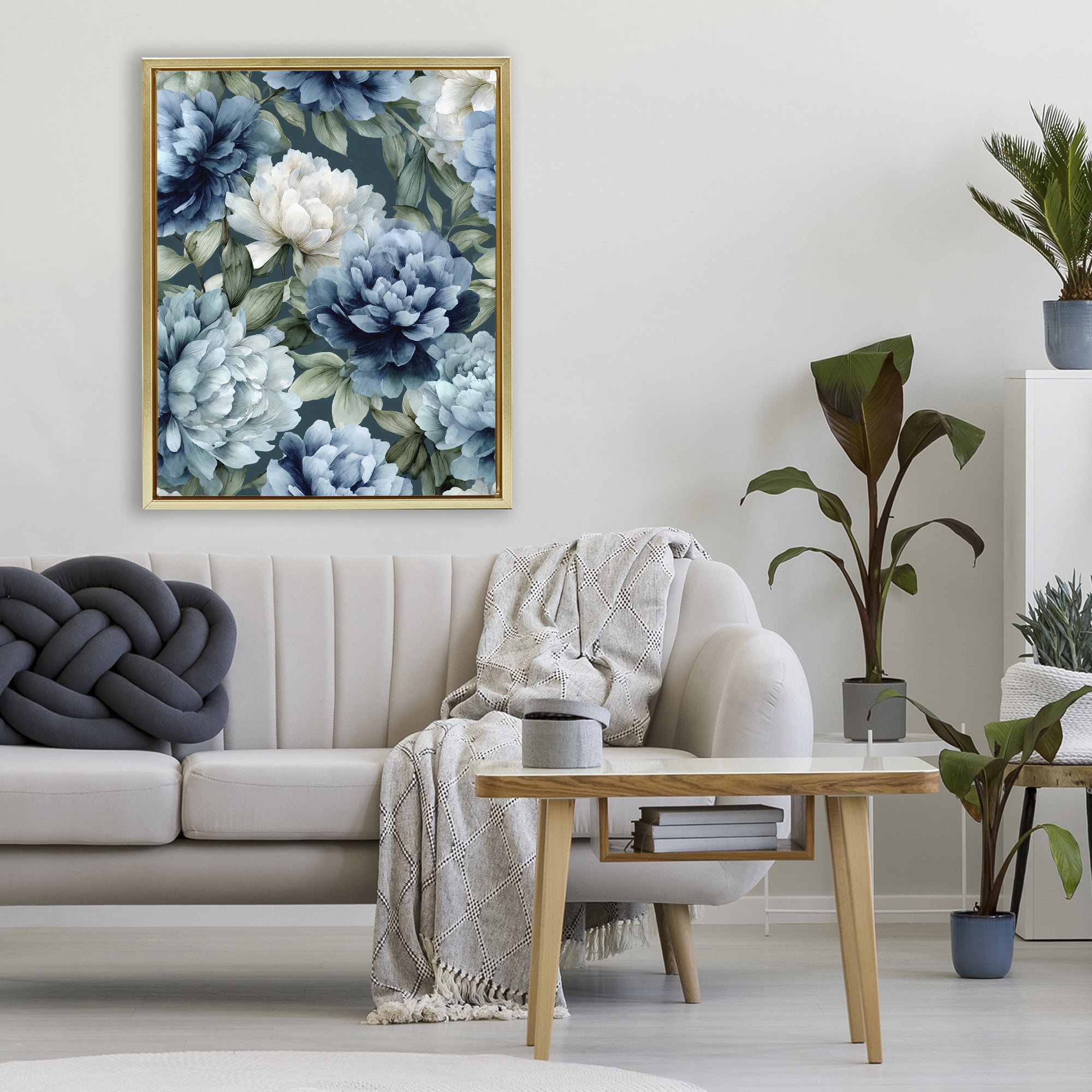 Stupell Industries Blooms On The Vine Gold Framed Floater Canvas Wall Art, design by Franklyn Gregory