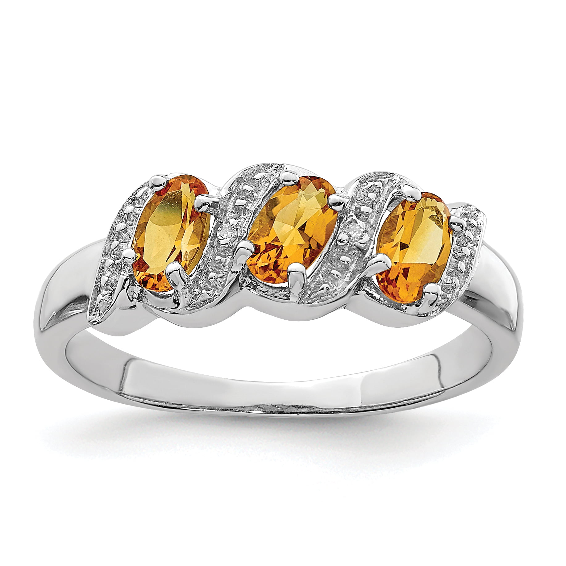 10 5 6 7 8 9 Ring Size Options 925 Sterling Silver Polished Open back Citrine Ring Jewelry Gifts for Women 