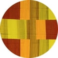 thumbnail image 1 of Ahgly Company Indoor Round Abstract Yellow Contemporary Area Rugs, 3' Round, 1 of 4