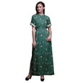 thumbnail image 1 of Bimba Rayon Leaves & Flower Floral Smocked Waist Printed Gown Maxi Side Slit LadiesÂ&nbsp;Dress-Small, 1 of 6