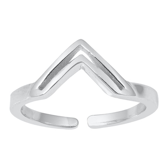 Sterling Silver Adjustable Chevron Toe Ring V Shaped Band 925 New Jewelry Female Unisex