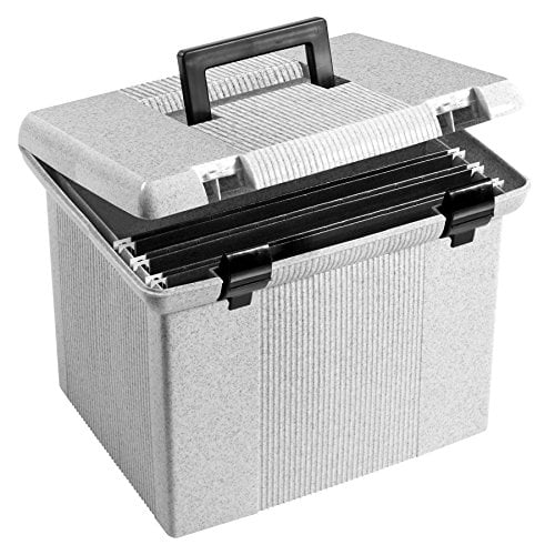 17.13 x 9.63 x 11in Storex Portable File Box with Organizer Lid HOLD AND SAFE 