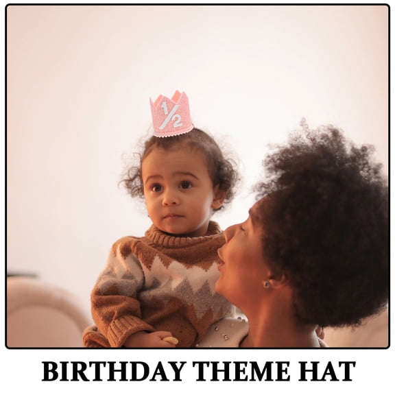 Children Birthday Crown Hat Kids Birthday Crown Hat Cap Birthday Crown Hat 1/2 Birthday Hat