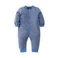 thumbnail image 1 of WEIYLL Girls Rompers Outfits Long Print Button Summer Sleeve Henley Navy Baby Playsuit for 18-24 Months, 1 of 2