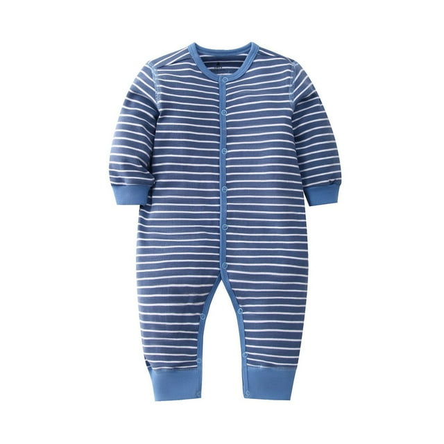 XDZJLR Girls Rompers Newborn Infant Baby Boy Cute Print Long Sleeve Crawling Button Playsuits Romper Navy 18-24 Months