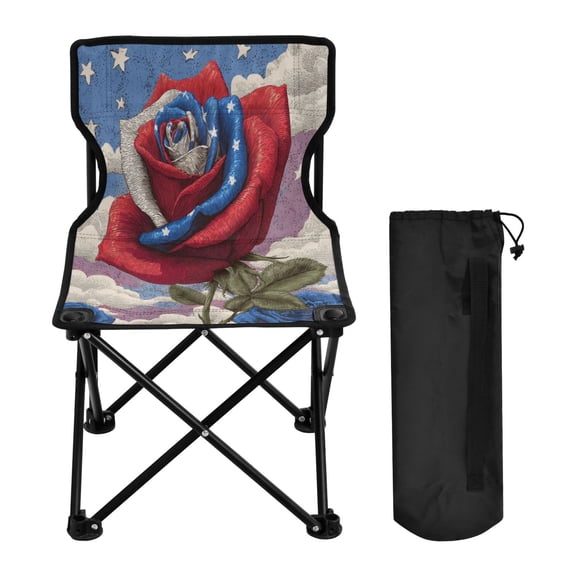 600D Oxford Camping Chair Portable Foldable Chair Supports 220 lbs for Picnic, Fishing, Backpacking Roses and Clouds