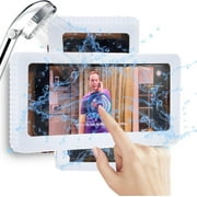(1 Pack, White)180° Rotating Portrait Landscape Wall Mount Shower Phone Holder, Bathroom Waterproof Case Mount Shelf, Anti-Fog Touchable Screen, Christmas Gift, Holiday Gift