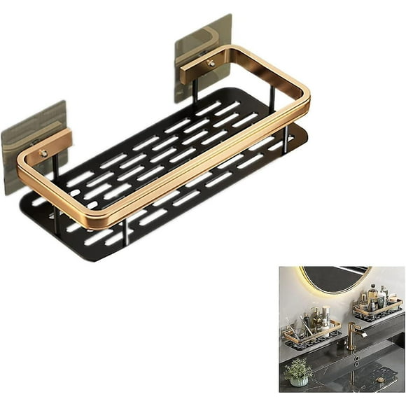 2024 Matching No-drilling Shower Caddy, Shower Caddy For Kitchen And Shower, No-drilling Shower Caddy (black Gold Single Layer Square Caddy)