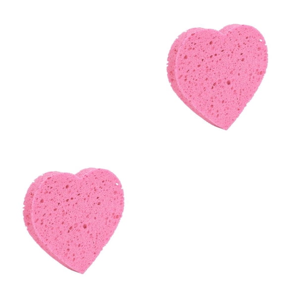 Soidarity Paquete de 10 esponjas de limpieza de la piel esponja de celulosa de limpieza profunda esponjas de limpieza facial en forma de corazón Rosa 2piezas Soidarity CBP194778