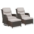 thumbnail image 6 of POCASSY 4 Pieces Patio Furniture Set with Swivel Chairs and Ottomans, High Back Deep Seat Cushioned Wicker Outdoor Swivel Chairs Set of 2 with Ottoman for Porch & Balcony, Brown/Beige, 6 of 12