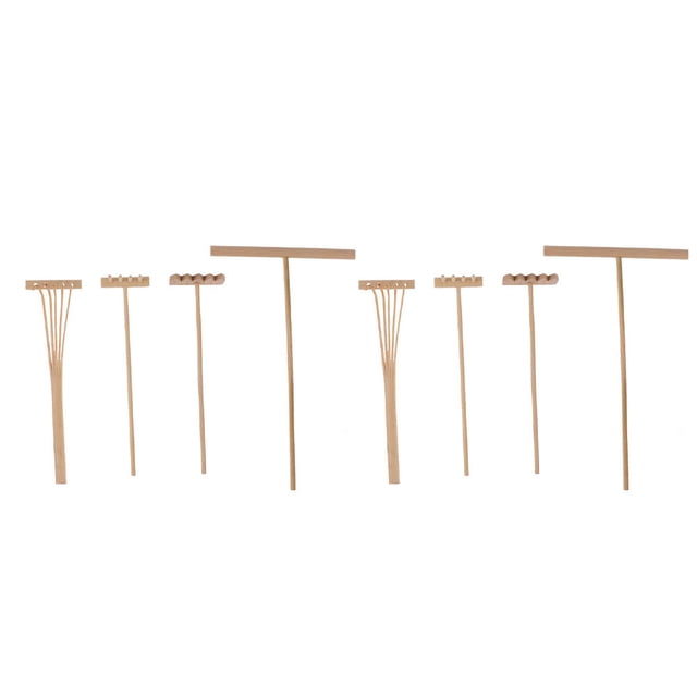 KAKOWELY Mini Garden Rake 8pcs Mini Zen Garden Rake Tools Zen Garden Tool Rake Desktop Decor Bamboo Rake7.01"X4.33"X0.31"