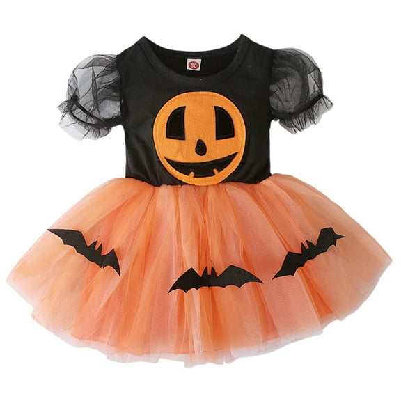 EnJoCho Toddler Halloween Outfits Baby Girls Cute Pumpkin Halloween Bat Princess Tutu Dress Tulle Dresses Clothes Cute Baby Girl Halloween Party Dresses