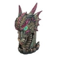 thumbnail image 2 of Medieval Fantasy Hydra Fin Red Spiked Dragon Head With Bright Eyes Statue 8"H, 2 of 7