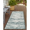 thumbnail image 4 of Unique Loom Outdoor Modern Collection Area Rug - Cartago (2' x 6' 1" Runner Teal/Ivory), 4 of 11