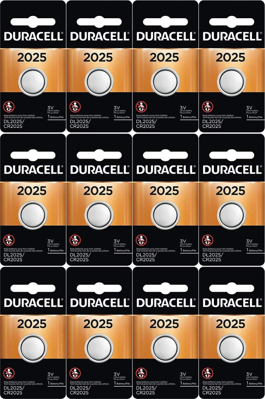 12-Pack Duracell 2025 Batteries 3.0 Volt Lithium Coin Button - Walmart.com