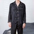 thumbnail image 4 of Conjunto de pijamas Soledad Seda Manga larga Negro para hombre, 4 of 8