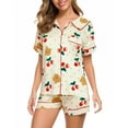 thumbnail image 2 of Endives Women's Pajama Sets Summer Short Sleeved Lapel Shirt Set Shorts Plus Size Home Clothe Pajama Sets, 2 of 4