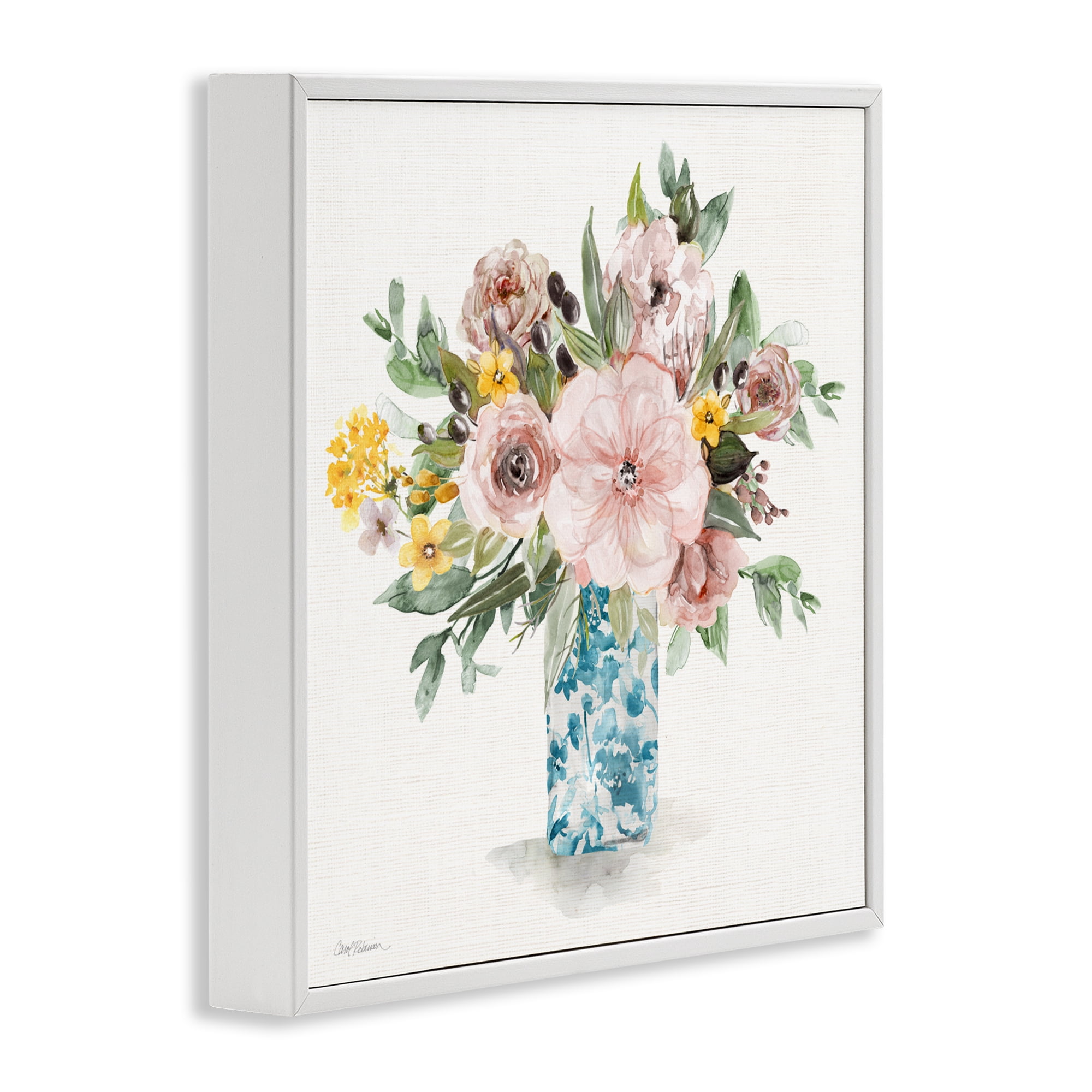 Stupell Industries Summer Chinoiserie Vase White Framed Giclee Art, design by Carol Robinson
