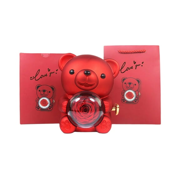 Romance Bear Gift Box with Eternals Rose Elegant for Valentines' Day Mother's Day Weddings Anniversaries Add Romance