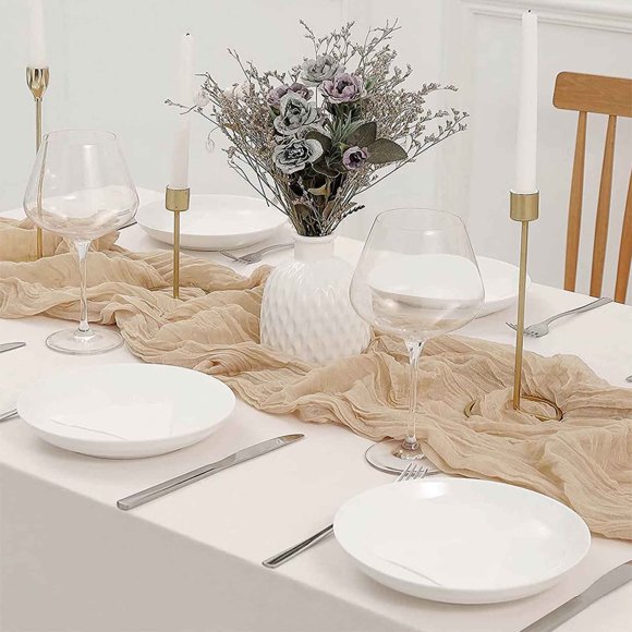 Camino de mesa largo de gasa transparente para bodas, fiestas de cumpleaños y festivales. Tejido de poliéster resistente a las arrugas. Decoración versátil para mesas, muebles y eventos.