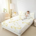 thumbnail image 4 of jejeloiu Yellow Cute Bowknot Twin Sheet Sets,Kawaii Bow Tie Twin Fitted Sheet,Chic Ribbon Bowtie Flat Sheet For Girls,Microfiber Bedroom Decor,3 Pieces, 4 of 7