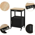 thumbnail image 6 of CRXX Kitchen Island Trolley Cart with Drawer and Storage Cabinet, Wood Top Kitchen Cart Microwave Stand for Dining Room, Black, 6 of 10
