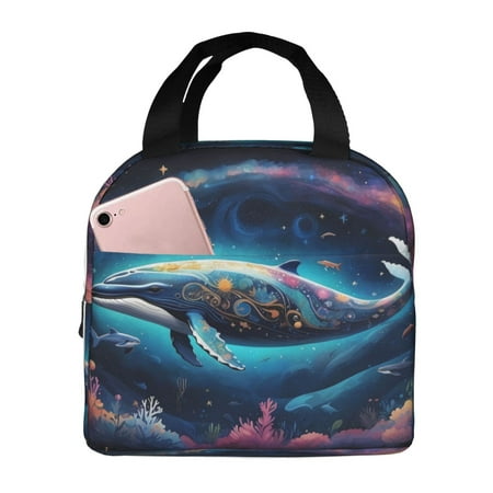 Insulated Lunch Bag for Women Men - Vintage Colorful Patterned Dolphin Leakproof Cooler Lunch Box for Women Men  Lunch Tote Bags for Work School Picnic Travel