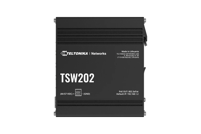 Teltonika TSW202 Managed PoE+ Switch, 8 x Gigabit Ethernet, 2 x SFP, Profinet Certified, Integrated DIN Rail Bracket