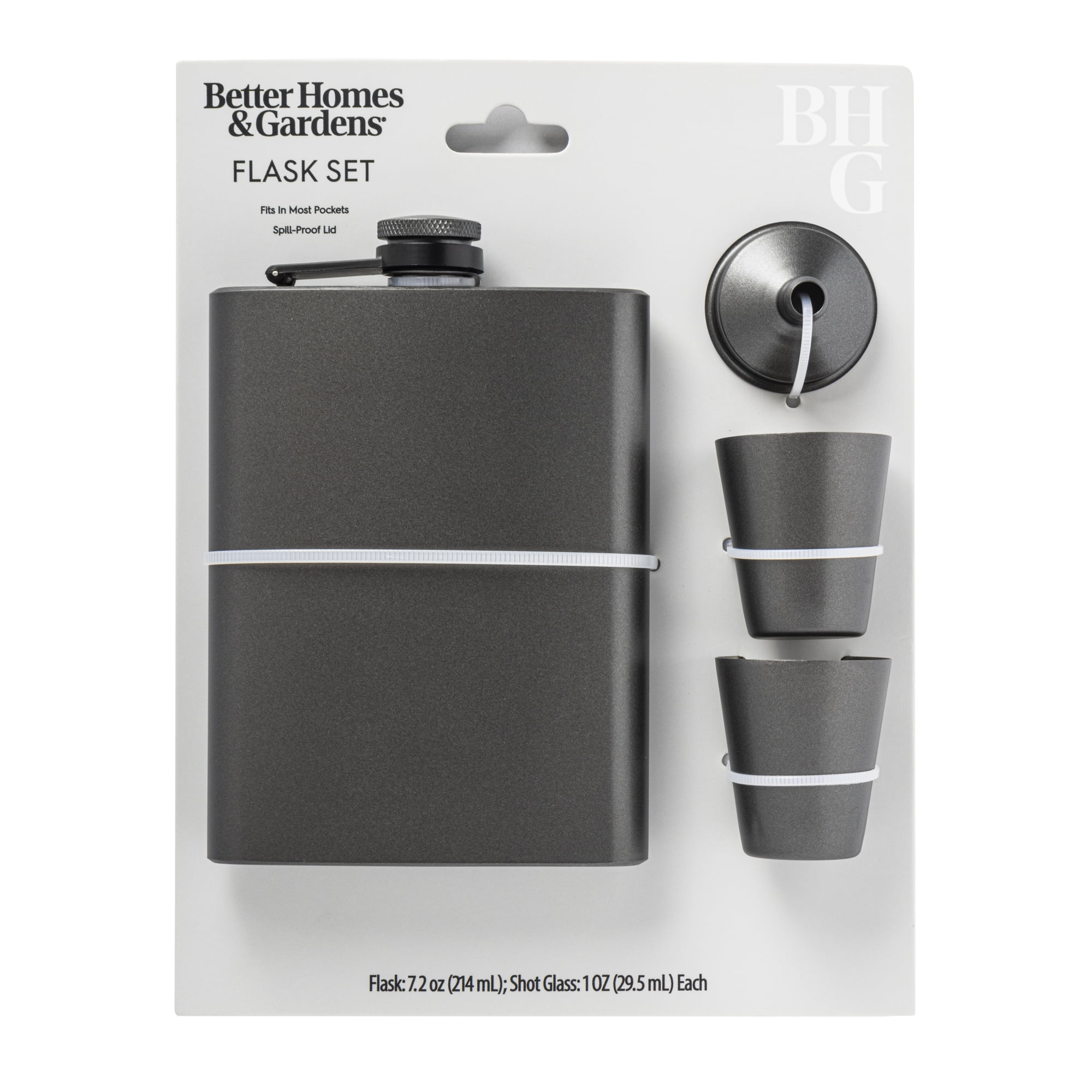 Better Homes & Gardens Flask Set with Shot Glasses and Funnel