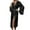 Black, variant on CAIXIA Bathrobes For Women Long Length Zipper Elegant Long Sleeve Womens Robe Featuring Sophisticated Lapel Design And Adjustable Tie Belt For Home Wear