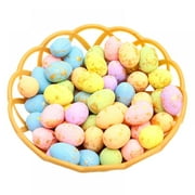 50Pcs Artificial Bird Eggs Craft for Home Decor Garden Ornaments DIY Easter Decoration Fake Nest Eggs for Wedding Party Decorative Photography Prop Assorted Color with Basket