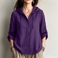 thumbnail image 4 of Ynynloco Womens 100%Cotton Tops 3/4 Sleeve Lightweight Drawstring Hoodies Button V Neck Casual Blouses Shirts, 4 of 9