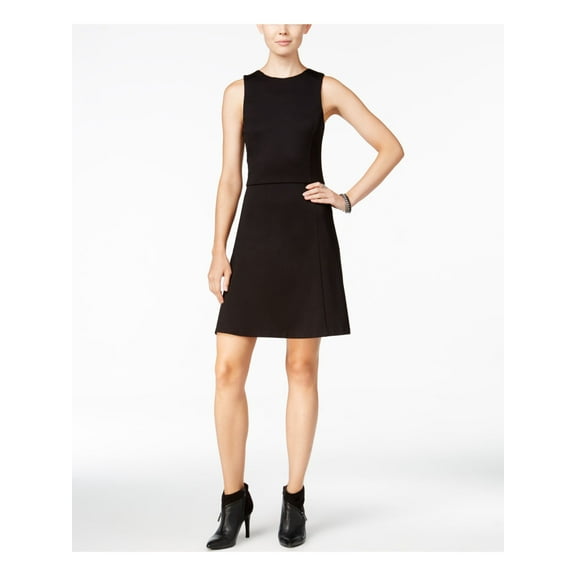 BAR III Womens Black Sleeveless Jewel Neck Above The Knee Sheath Dress S