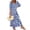 Dark Blue, variant on Women Fashion Dress Boho Print V Neck Strap Loose Half Sleeve Long Casual Holiday Dress Blue S