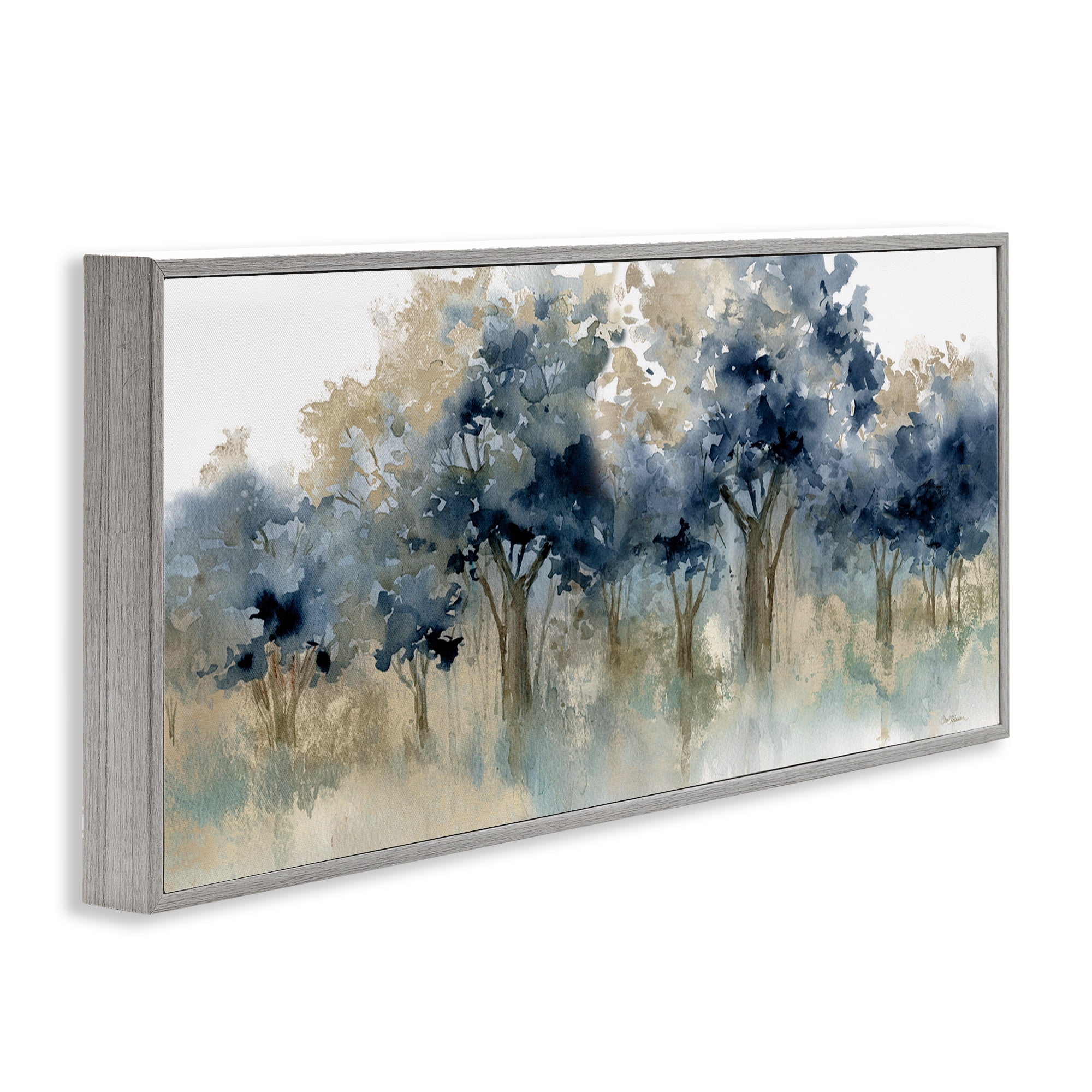 Stupell Industries Indigo Woodland Watercolor Study Gray Framed Giclee Art, design by Carol Robinson
