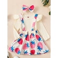 thumbnail image 4 of Musuos Baby Girl Sweet Fall Outfits 3 6 12 18Months Plain Long Sleeve Romper Floral/Strawberry Print Suspender Skirt Headband 3Pcs Clothes Set, 4 of 10