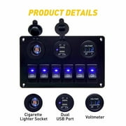 Optimal Marine Electronics - Waterproof Rocker Switch Panel with 6 Gang and LED