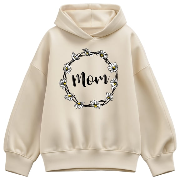 Instant Message - Mom Daisies Flower Circle Oversized Fleece Hoodie Sweatshirt
