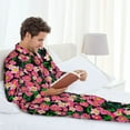 thumbnail image 6 of Fuzoiu Blooming Meadow Print Men's Long-Sleeved Pajama,Lounge Button Down Nightwear,Mens Notch Collar Pajama Set -Small, 6 of 7