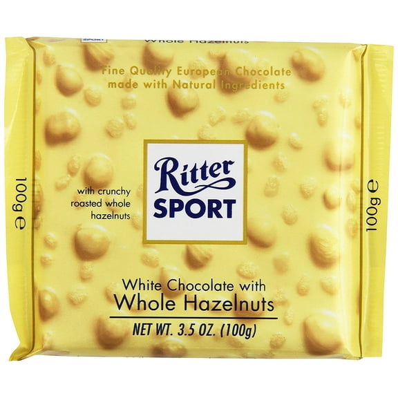 Pack of 10, Ritter Sport White Chocolate with Whole Hazelnuts, 3.5 oz