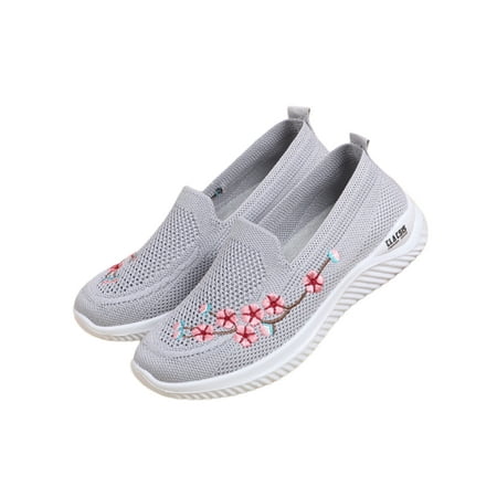 

Tenmix Women Flats Slip On Sneakers Knit Upper Casual Shoes Comfort Walking Shoe Womens Breathable Lightweight Sock Sneaker Gray 8